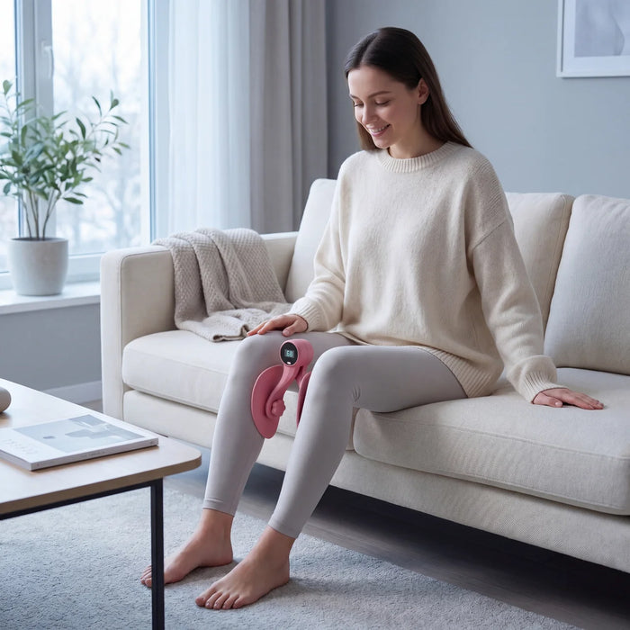 Positioning the Inner Thigh Sculptor Pro between the knees